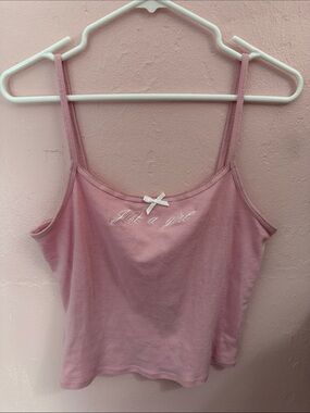 Baby Pink "Just a Girl" Spaghetti Strap Crop Tank Top